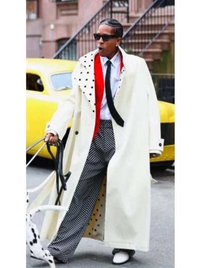 A$AP Rocky NYC 2025 White Trench Coat