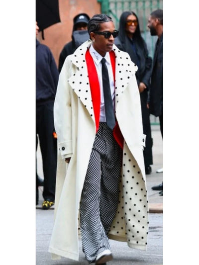 A$AP Rocky NYC 2025 White Trench Coat