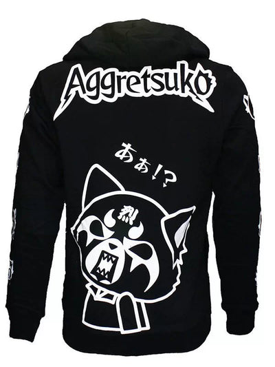 Aggretsuko Sleeve Faces Black Hoodie