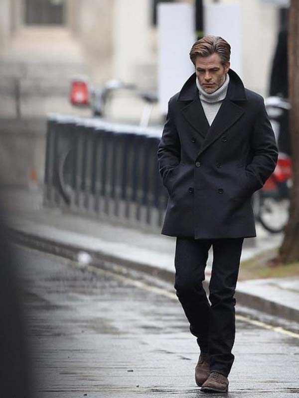 All the Old Knives Chris Pine Black Peacoat