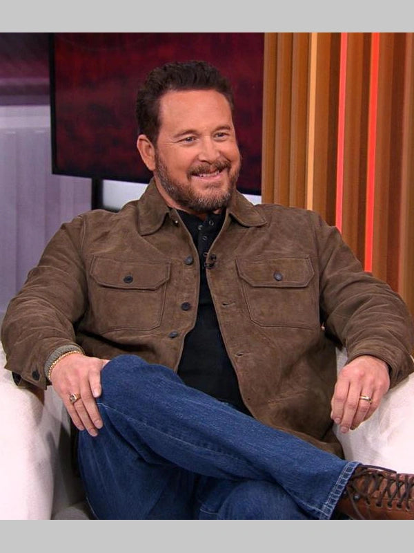 CBS Mornings Cole Hauser Brown Suede Jacket