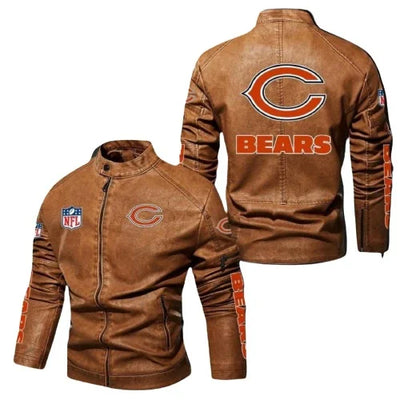 Carlton Chicago Bears Cafe Racer Leather Jacket