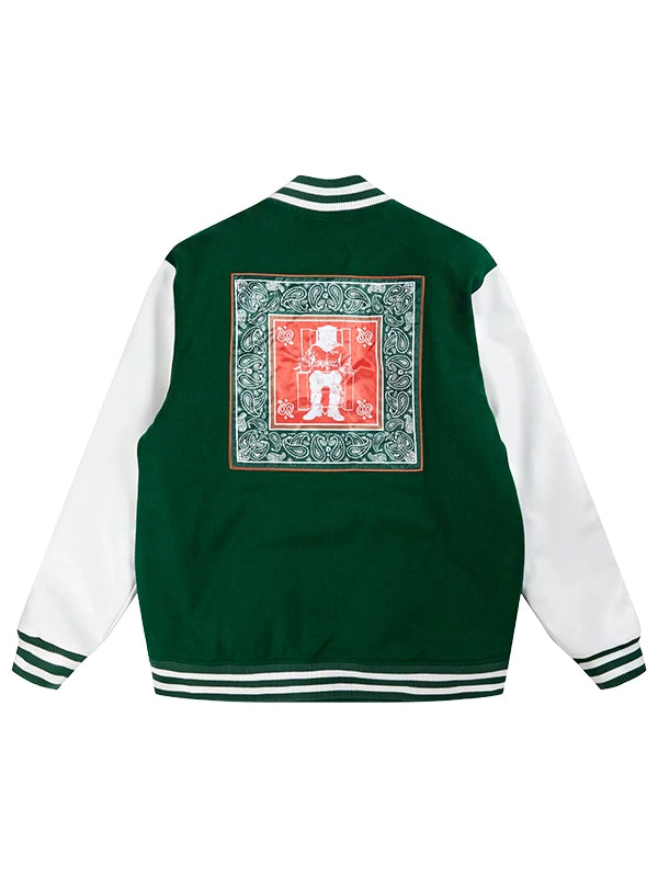 Death Row Green Paisley Varsity Jacket