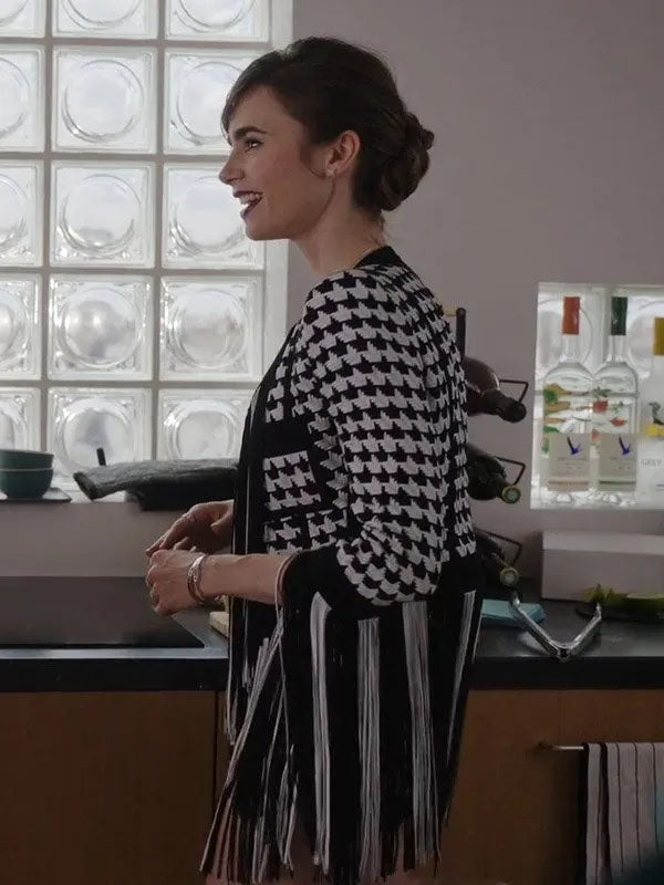 Emily In Paris S03 Lily Collins Houndstooth Jacket