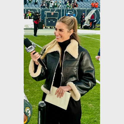 Erin Andrews Black Leather Shearling Jacket