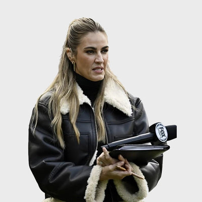 Erin Andrews Black Leather Shearling Jacket