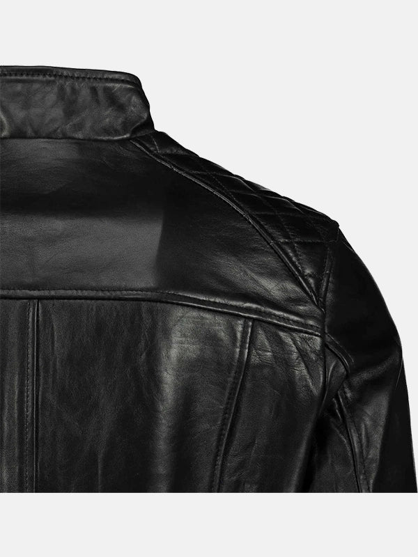 George Waters Padded Style Black Leather Jacket