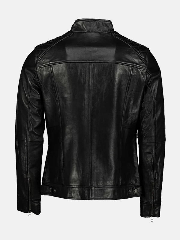 George Waters Padded Style Black Leather Jacket