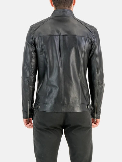 George Waters Padded Style Black Leather Jacket