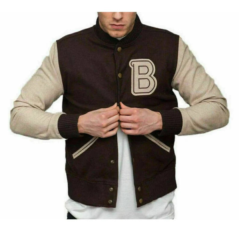 Handmade Hotline Miami Jacket – Payday 2 Brown B logo Varsity Cosplay Costume