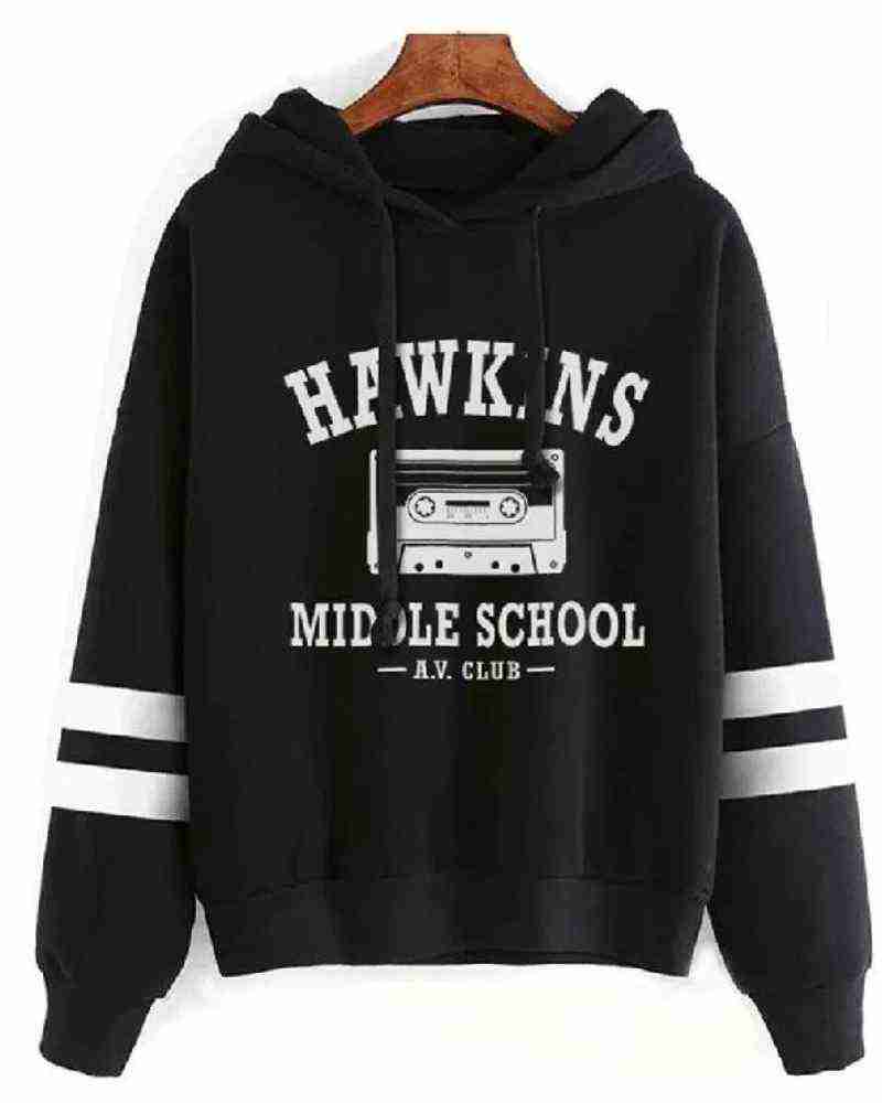 Hawkins Stranger Things Black and White Hoodie