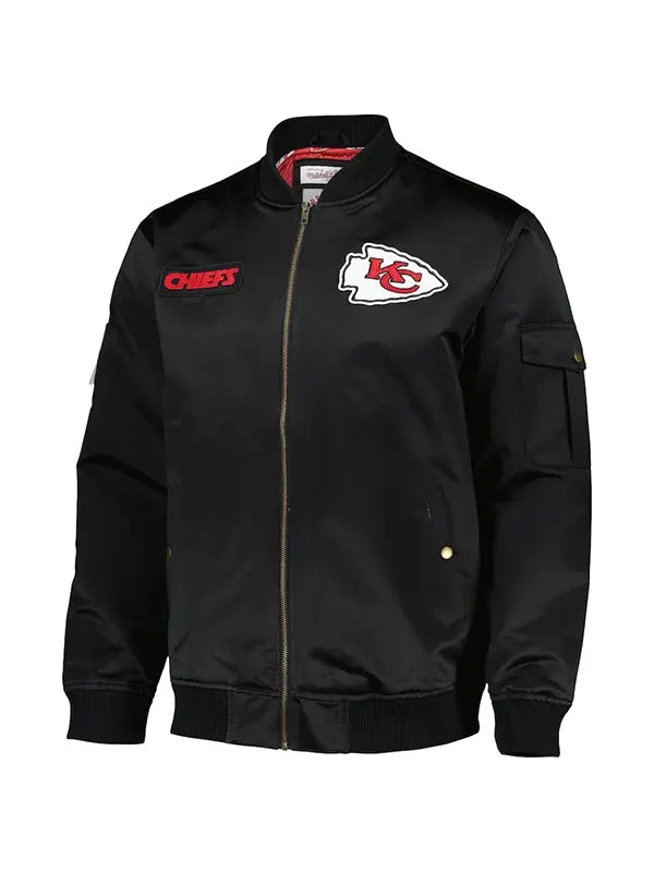 Kansas City Chiefs Team Leader Satin Bomber Jacket