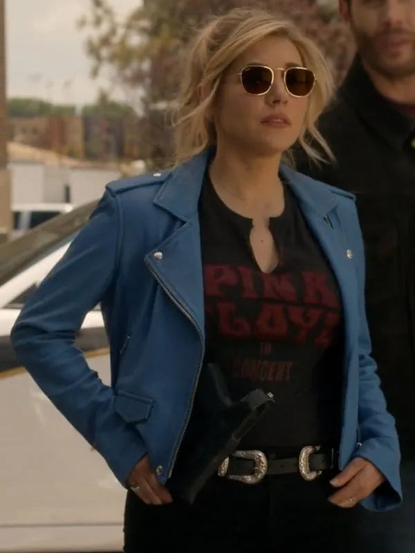 Katheryn Winnick Big Sky S03 Blue Leather Jacket