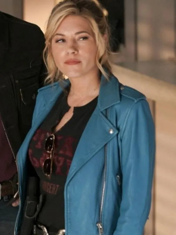 Katheryn Winnick Big Sky S03 Blue Leather Jacket