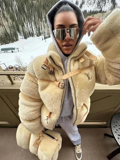 Kim Kardashian Louis Vuitton Shearling Jacket