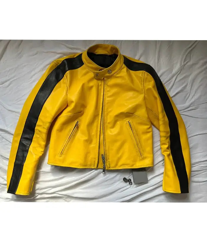 Kim Kardashian Yellow Leather Jacket