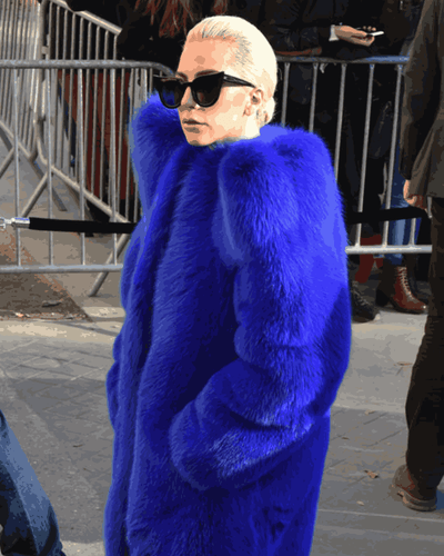 Lady Gaga Faux Fur Blue Coat