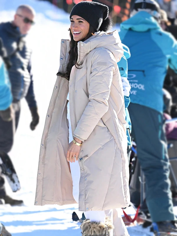 Meghan Markle Calvin Klein Quilted Maxi Puffer Jacket