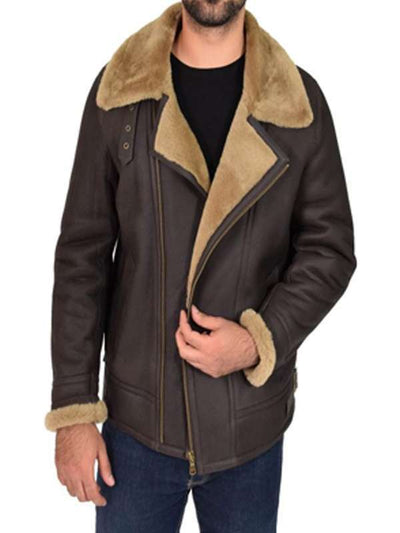 Men Brown B3 Shearling Bomber Jacket