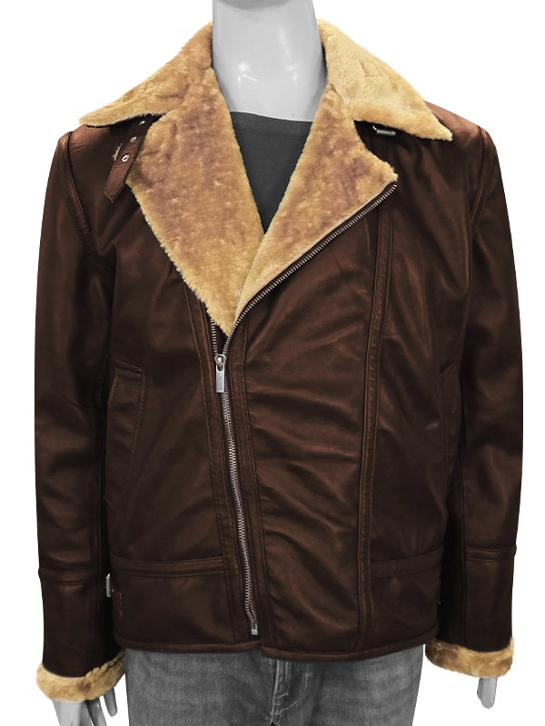 Men Brown B3 Shearling Bomber Jacket