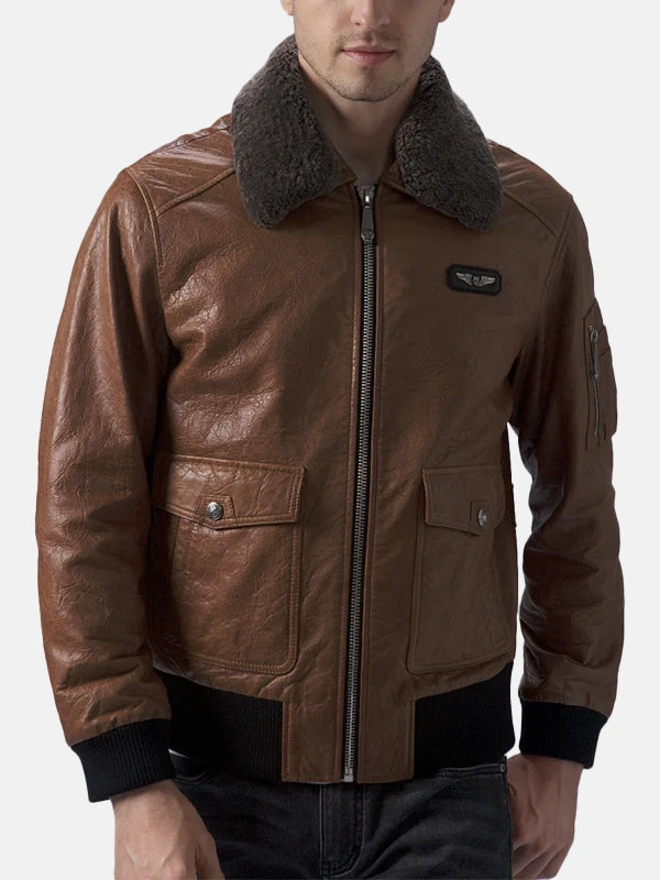 Men’s Brown Leather Flight Jacket