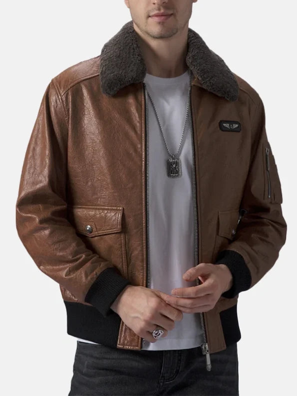 Men’s Brown Leather Flight Jacket