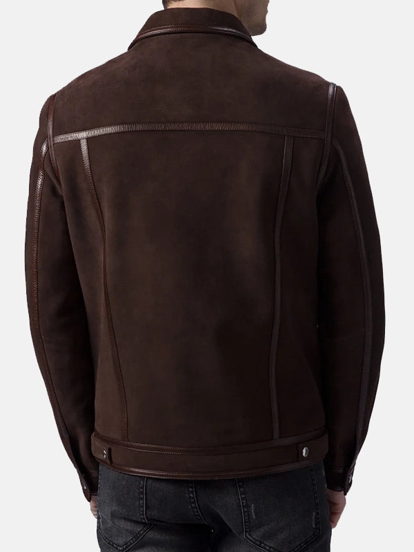 Men’s Brown Suede Trucker Casual Leather Jacket