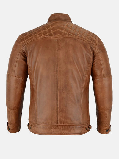 Men’s Cafe Racer Brown Motorcycle Leather Jacket