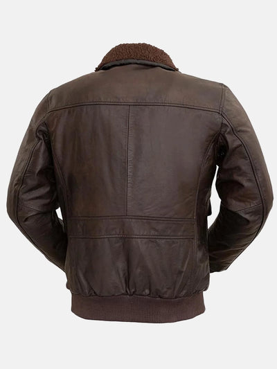 Men’s Shearling Collar Brown Bomber Jacket