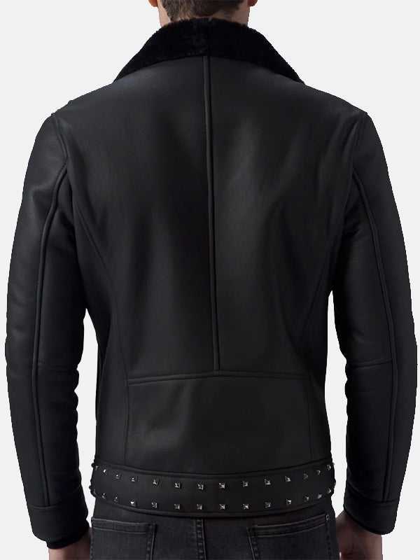 Men’s Studded Black Leather Jacket