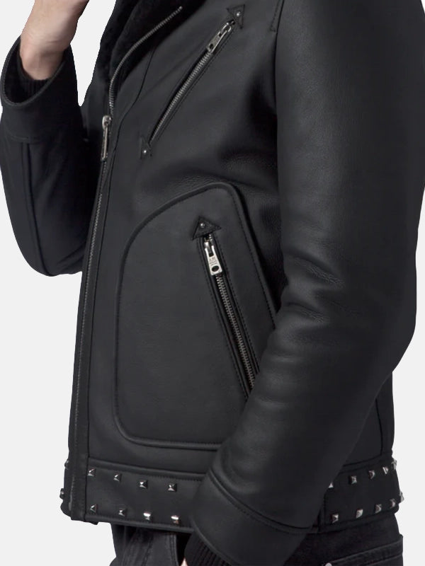 Men’s Studded Black Leather Jacket