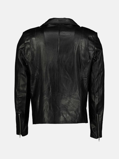 Morris Asymmetrical Collar Black Leather Moto Jacket