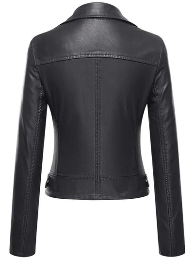 Motorcycle Black Leather Jacket Women