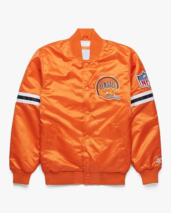 NFL Cincinnati Bengals Starter Orange Satin Varsity Jacket