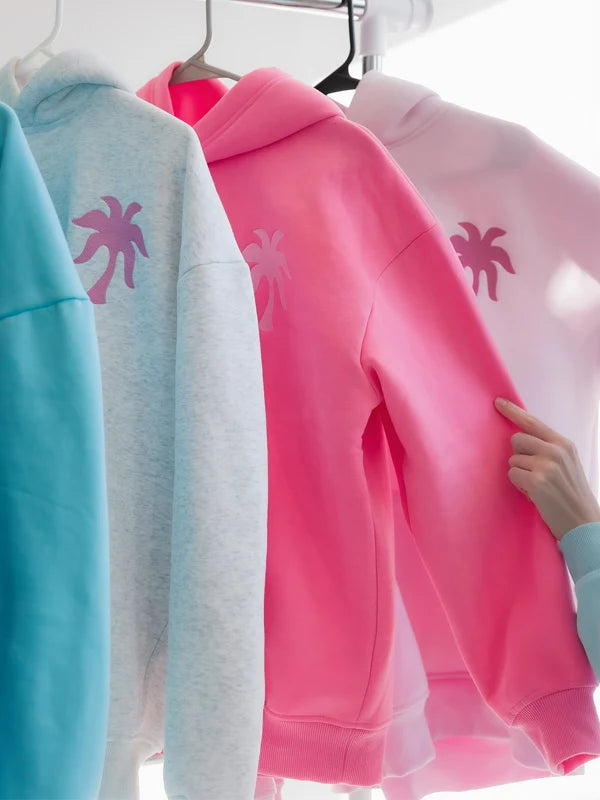 Pink Palm Puff Hawaii Hibiscus Hoodie