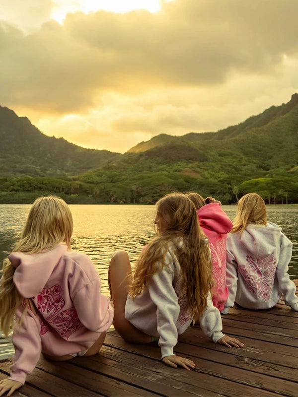 Pink Palm Puff Hawaii Hibiscus Hoodie