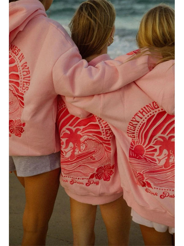 Pink Palm Puff Hoodie