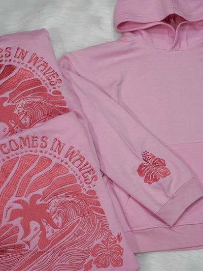 Pink Palm Puff Hoodie