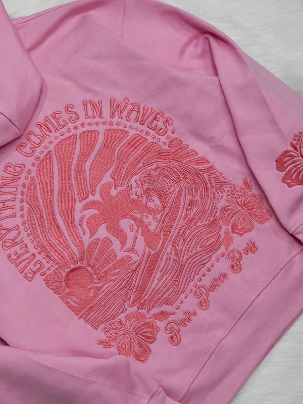 Pink Palm Puff Hoodie