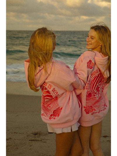 Pink Palm Puff Hoodie