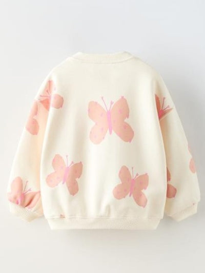 Poppas House S01 River Blossom Pink Butterfly Print Sweater