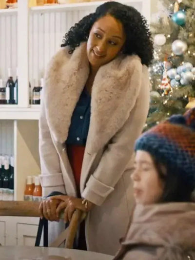 Scouting For Christmas Tamera Mowry Housley Shearling Coat