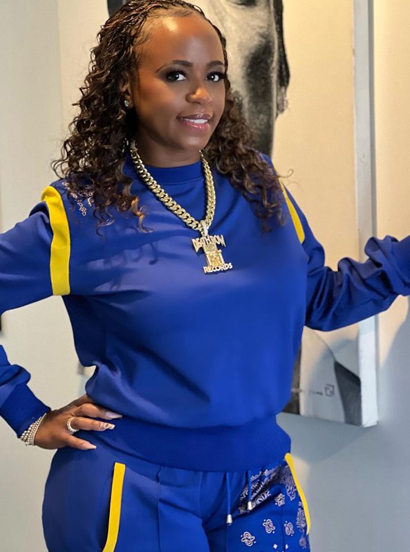 Shante Broadus Blue Bandana Tracksuit