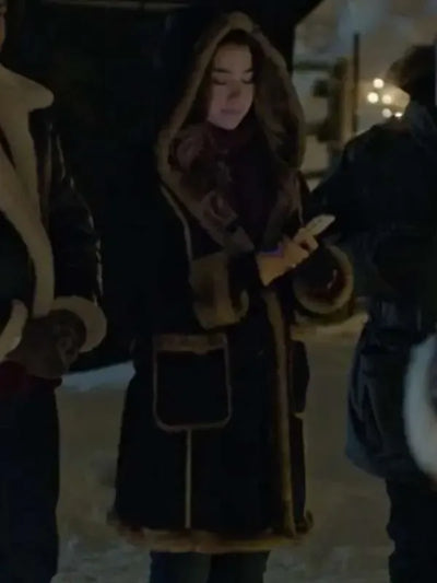 The Finnish Line 2024 – Nichole Sakura-Inspired Black Shearling Hooded Coat