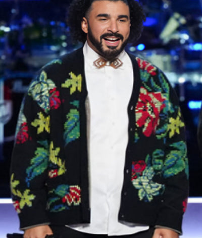 The Voice S26 Adam Bohanan Black Knit Floral Cardigan