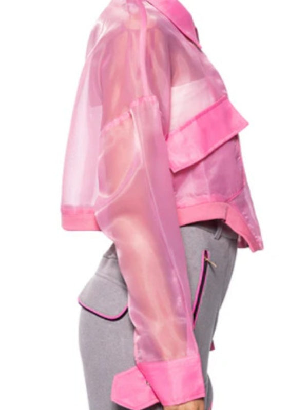 The Voice S26 Kay Sibal Pink Mesh Bomber Jacket