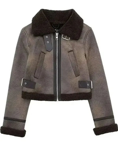 Tracker 2024 Billie Matalon Brown Shearling Leather Jacket