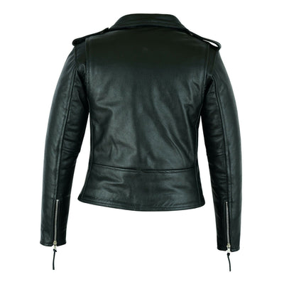 Women Brando Style Leather Motorcycle Jacket Black