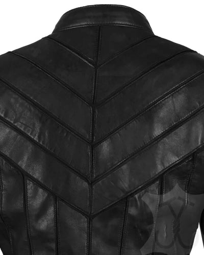 Women V-Style Biker Leather Jacket