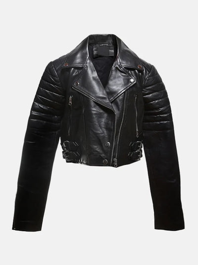 Women’s Asymmetrical Cropped Leather Jacket